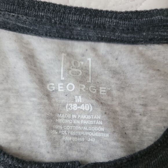 New George T-Shirt ~ Sz M 38-40 ~ Gray ~ Short Sleeve ~ Striped - Picture 3 of 3